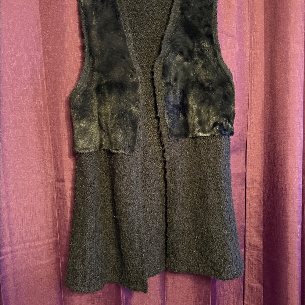Black Style & Co Sweater with Faux Fur Vest